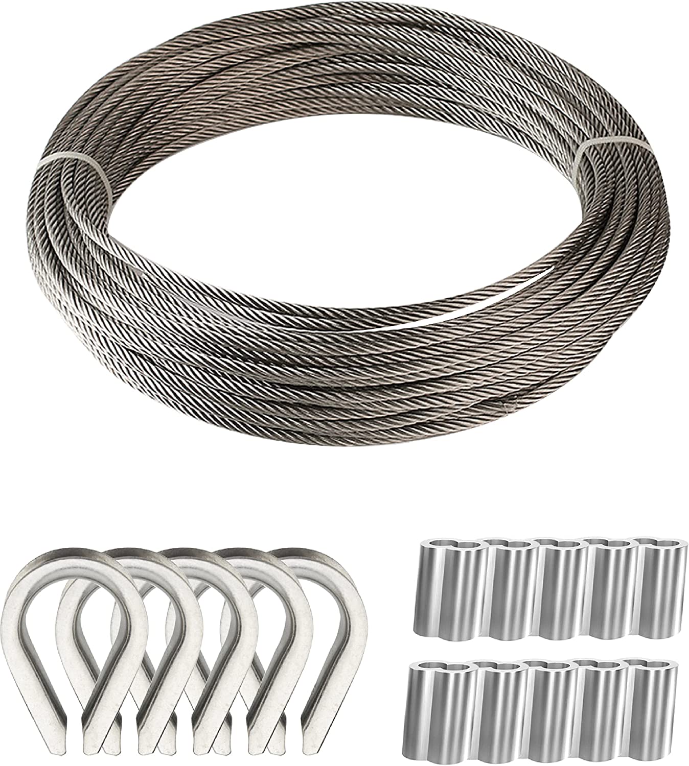 T316 Stainless Steel Cable, 500 FT Marine Grade Wire Rope for Deck Railing, Handrail, 7 X 7 Strands Construction Alt